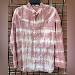 Zara Pink Tye Dye Button Down Blouse